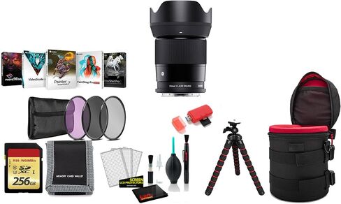 Sigma 23mm f/1.4 DC DN Contemporary Lens (Leica L) 348969 APS-C Format - Bundle with 256GB Memory Card, 3 Piece Filter Kit and More in Saudi Arabia