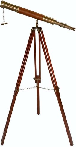 Decorative Brass Telescope – Leather Wrapped Nautical Design with Wooden Tripod High Magnification Collectibles Gifts Item in Saudi Arabia