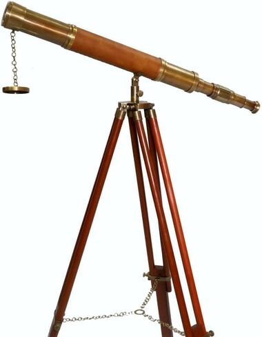 Decorative Brass Telescope – Leather Wrapped Nautical Design with Wooden Tripod High Magnification Collectibles Gifts Item in Saudi Arabia
