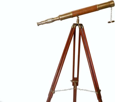 Decorative Brass Telescope – Leather Wrapped Nautical Design with Wooden Tripod High Magnification Collectibles Gifts Item in Saudi Arabia
