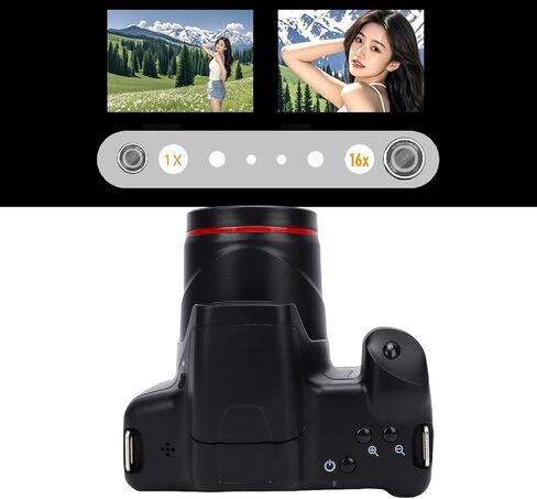 كاميرا Gugxiom DSLR، كاميرا رقمية عالية الدقة 2.4 بوصة 16 ميجابكسل 1080 بيكسل عالية الدقة مع تكبير تلقائي 16x ووضع الجمال، للتصوير الفوتوغرافي لمدونات الفيديو أثناء السفر in Kuwait