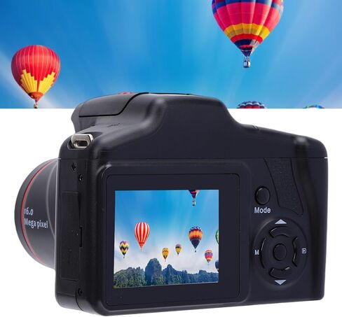 كاميرا Gugxiom DSLR، كاميرا رقمية عالية الدقة 2.4 بوصة 16 ميجابكسل 1080 بيكسل عالية الدقة مع تكبير تلقائي 16x ووضع الجمال، للتصوير الفوتوغرافي لمدونات الفيديو أثناء السفر in Kuwait