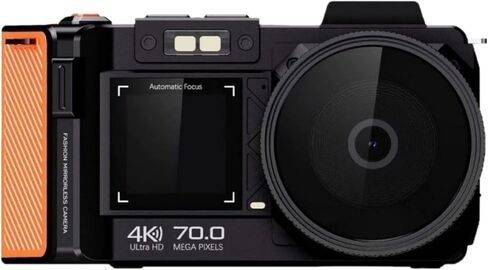 كاميرا Tangxi 4K 70MP رقمية DSLR للتصوير الفوتوغرافي، F1.8 ضبط تلقائي للصورة وكاميرا تسجيل فيديو تكبير 50X مع شاشة مزدوجة، فاصل زمني وحركة بطيئة، دعم WiFi (أسود) in Saudi Arabia