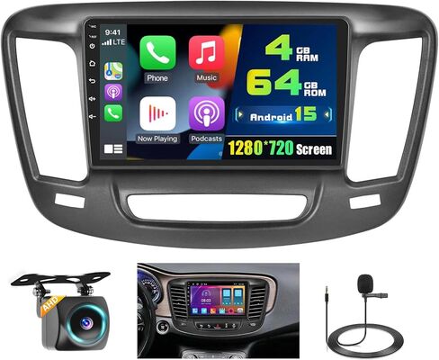 [2G+64G] Android 15 Car Radio Stereo for Chrysler 200 200C 200S 2015-2019, Wireless Carplay/Android Auto, 9 inch Touch Screen Radio Bluetooth/GPS/FM RDS/DSP/5G WiFi +Free AHD Backup Cam in Saudi Arabia