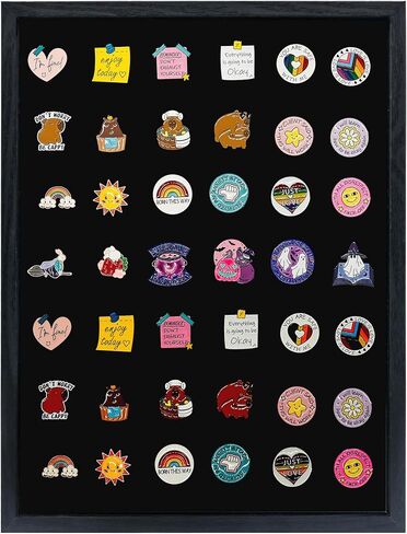 14x19 Pin Collection Display Case Real Glass, Shadow Box with Door for Military Medals, Beach Tags, Jewelry, Pin Holder Black in Saudi Arabia