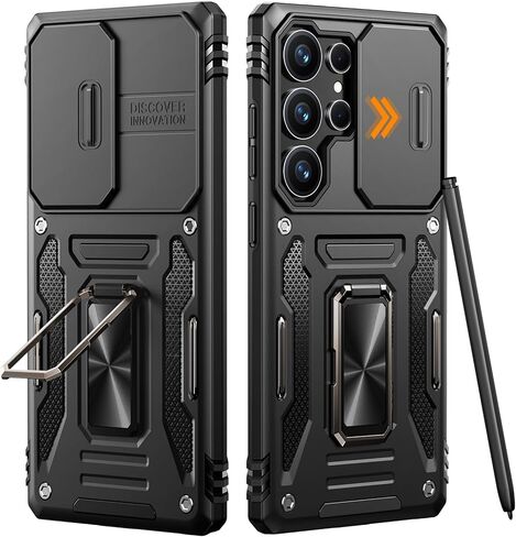 Armor متوافق مع Samsung Galaxy S25 Ultra Case مع غطاء الكاميرا من الدرجة العسكرية للهاتف Phone Case متوافقة مع Samsung Galaxy S25 Ultra Phone Case (Black) in Saudi Arabia