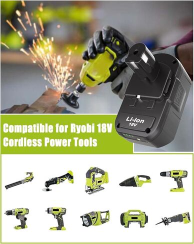 بطارية وشاحن 18 فولت، قطعتان بديلتان بقدرة 7.0 أمبير في الساعة لبطاريات Ryobi 18 فولت ومجموعة شاحن 2 منفذ P117 متوافقة مع بطارية Ryobi ONE+ P100 P102 P103 P105 P107 P108 P118 in Kuwait