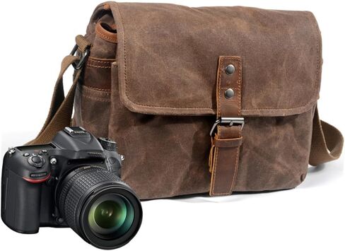 حقيبة كاميرا قماشية من القماش الشمعي الزيتي من ستوبوك، حقيبة ظهر كاجوال للكاميرا، حقيبة Dslr، حزام مريح للاستخدام اليومي in Kuwait