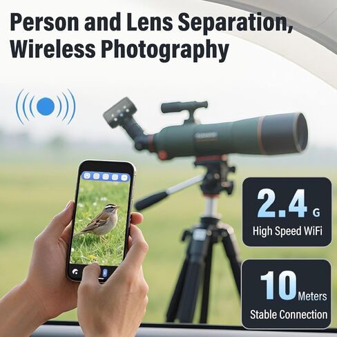 عدسة Marhynchus WiFi الإلكترونية، عدسة لاسلكية بدقة 2 ميجابكسل 1080 بكسل عالية الدقة مع نظام قفل سريع الدوران لمجهر التلسكوب الفلكي للتصوير الطبيعي in Kuwait