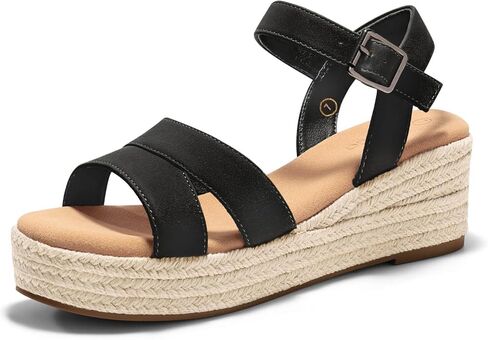 Coutgo Womens Wedge Platform Sandals Espadrille Heels Open Toe Buckle Ankle Strap Summer Shoes in Saudi Arabia