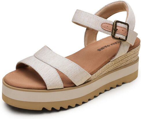 DREAM PAIRS Wedge Sandals for Women Espadrille Platform Sandals Open Toe Ankle Strap Low Wedges Heel Comfortable Sandals for Summer in Saudi Arabia