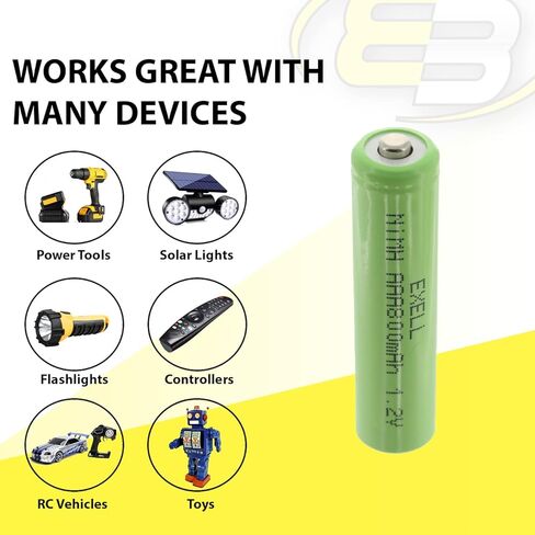 Exell 1.2V NIMH AAA 800mAh Rechargeable Button Top Battery use with Radio Controlled Devices, Data Meters, Two Way radios, Radio receivers, Cameras, camcorders, Data Loggers, Portable Monitors in Saudi Arabia