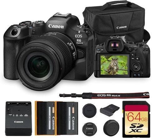 كاميرا Canon EOS R6 Mark III بدون مرآة مع عدسة STM مقاس 24-105 مم f/4-7.1 | كاميرا RF كاملة الإطار مع تركيز بؤري تلقائي متقدم وفيديو بدقة 4K | للسفر والمناسبات والمبدعين (7084C018) + بطارية LP-E6P + حقيبة 200ES in Saudi Arabia