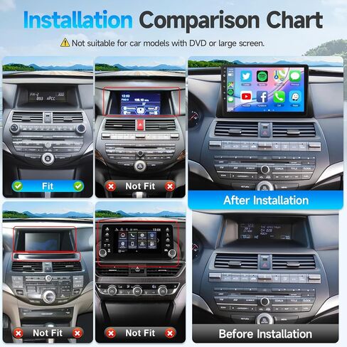 راديو سيارات Leadfan للسيارة لـ Honda Accord 7th 2003 2004 2005 2006 2007 ترقية ستيريو مع Carplay Android Auto ، 10.1 '' شاشة تعمل باللمس في GPS Navigation WiFi Bluetooth SWC camera in Kuwait