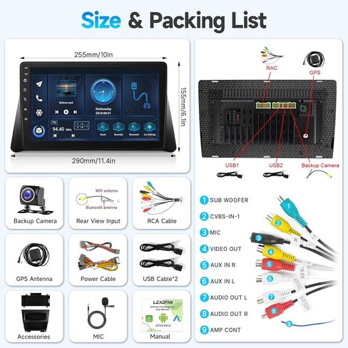 راديو سيارات Leadfan للسيارة لـ Honda Accord 7th 2003 2004 2005 2006 2007 ترقية ستيريو مع Carplay Android Auto ، 10.1 '' شاشة تعمل باللمس في GPS Navigation WiFi Bluetooth SWC camera in Kuwait