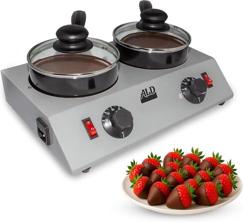 ALDKitchen Professional Chocolate Melting Pot – Dual 1.2L Stainless Steel Tanks, Manual Temperature Control, 110V, Ideal for Candy Making, Baking, and Dessert Decoration (4.5 lb (2.4 kg)) in Kuwait