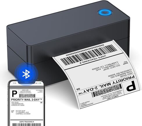 طابعة تسمية الشحن الحرارية ، طابعة تسمية Bluetooth 4x6 لشحن حزم الشركات الصغيرة ، الدعم iOS ، Android ، Mac ، Windows ، Chrome ، تستخدم لـ UPS ، USPS ، eBay ، Etsy ، Amazon in Saudi Arabia