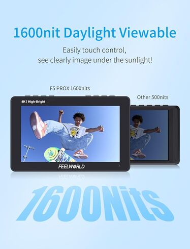 شاشة كاميرا FEELWORLD F5 Prox مقاس 5.5 بوصة 1600nit DSLR وشاشة نقل الفيديو اللاسلكية FEELWORLD WT1H 4K in Saudi Arabia