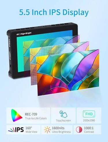 شاشة كاميرا FEELWORLD F5 Prox مقاس 5.5 بوصة 1600nit DSLR وشاشة نقل الفيديو اللاسلكية FEELWORLD WT1H 4K in Saudi Arabia