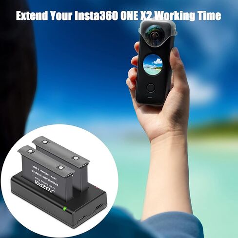 شاحن بطارية مزدوج JYJZPB متوافق مع بطارية Insta360 ONE X2 فقط، بطارية بديلة لكاميرا Insta360 ONE X 2 360 عبوة من قطعتين (ليست مقاومة للماء) in Saudi Arabia