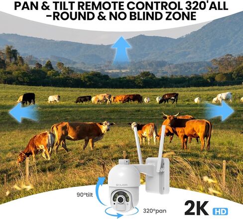 SOLIOM S800 4G LTE Cellular Security Camera Outdoor, No WiFi Solar Powered Camera for Home Security with SIM Card, 2K Color Night Vision, 360° View, PIR Motion Sensor, 2-Way Audio in Saudi Arabia