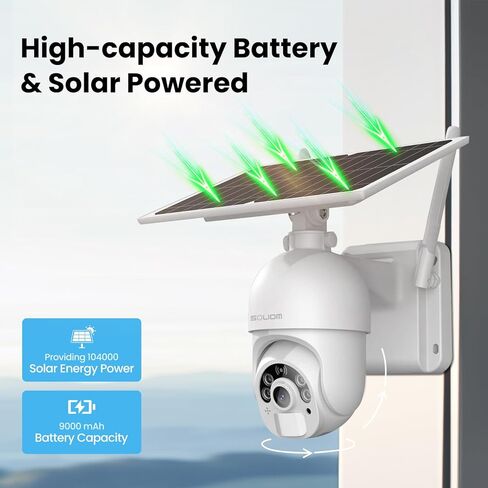 SOLIOM S800 4G LTE Cellular Security Camera Outdoor, No WiFi Solar Powered Camera for Home Security with SIM Card, 2K Color Night Vision, 360° View, PIR Motion Sensor, 2-Way Audio in Saudi Arabia