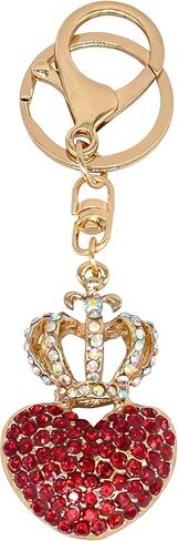 Crystal Rhinestone Love Heart Shape Keychain Bag Charms Bling Crown Key Chain Ring for Women Girls Handbag Purse in Saudi Arabia