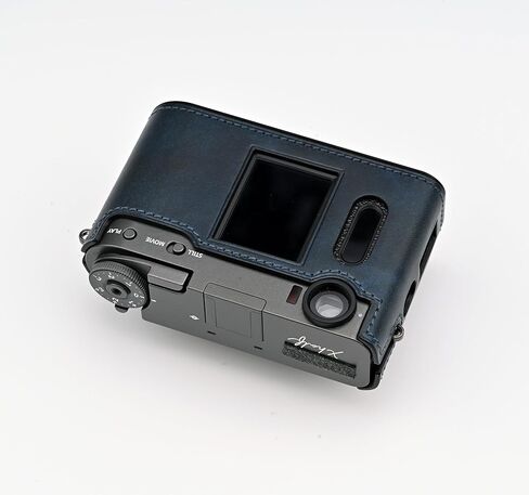 Handmade Genuine Leather Camera Half Case for FUJIFILM X-Half/FUJIFILM X-Half case - Top Layer Cowhide Body + Metal Base Plate+ Hand Shank Design (Museum-C-Blue) in Saudi Arabia