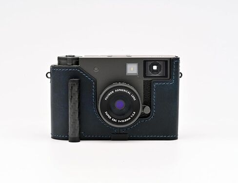 Handmade Genuine Leather Camera Half Case for FUJIFILM X-Half/FUJIFILM X-Half case - Top Layer Cowhide Body + Metal Base Plate+ Hand Shank Design (Museum-C-Blue) in Saudi Arabia