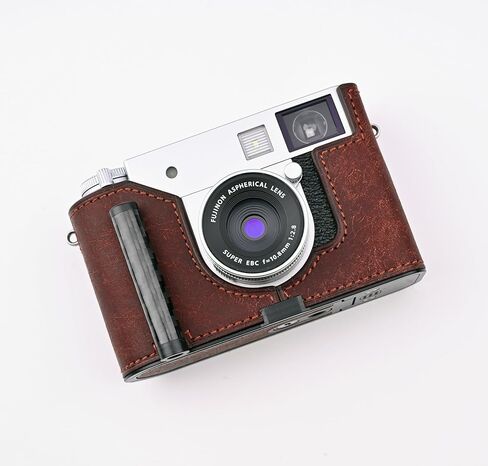 Handmade Genuine Leather Camera Half Case for FUJIFILM X-Half/FUJIFILM X-Half case - Top Layer Cowhide Body + Metal Base Plate+ Hand Shank Design (Museum-C-Blue) in Saudi Arabia