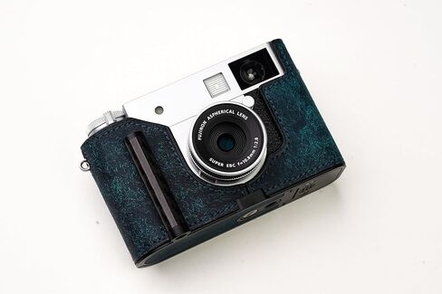 Handmade Genuine Leather Camera Half Case for FUJIFILM X-Half/FUJIFILM X-Half case - Top Layer Cowhide Body + Metal Base Plate+ Hand Shank Design (Museum-C-Blue) in Saudi Arabia