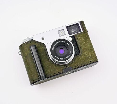 Handmade Genuine Leather Camera Half Case for FUJIFILM X-Half/FUJIFILM X-Half case - Top Layer Cowhide Body + Metal Base Plate+ Hand Shank Design (Museum-C-Blue) in Saudi Arabia