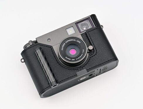 Handmade Genuine Leather Camera Half Case for FUJIFILM X-Half/FUJIFILM X-Half case - Top Layer Cowhide Body + Metal Base Plate+ Hand Shank Design (Museum-C-Blue) in Saudi Arabia