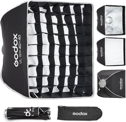 Godox UL 40x40cm Softbox Quick Release, 16" Square Universal Bowens Mount Soft Box Fast Setup for Studio Monolight Photography, Streaming, Video Lights with Diffusers/Honeycomb Grip/Diffuser Plate in Saudi Arabia
