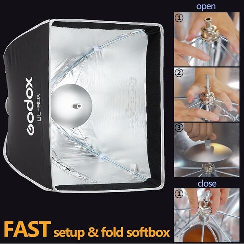 Godox UL 40x40cm Softbox Quick Release, 16" Square Universal Bowens Mount Soft Box Fast Setup for Studio Monolight Photography, Streaming, Video Lights with Diffusers/Honeycomb Grip/Diffuser Plate in Saudi Arabia
