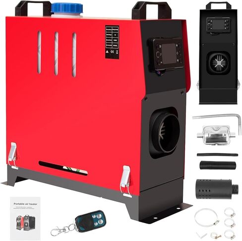 8KW Diesel Heater, 12V Diesel Air Heater, Diesel Parking Heater with LCD and Remote Control for Buses, Boats and Motors, Red in Saudi Arabia