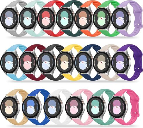 Slim Bands Compatible with Samsung Galaxy Watch 7 6 5 4 FE 40mm 44mm/6 4 Classic 43mm 47mm 42mm 46mm/5 Pro 45mm/Active 2 Band, 20mm Soft Silicone Narrow Thin Strap for Women Men in Kuwait