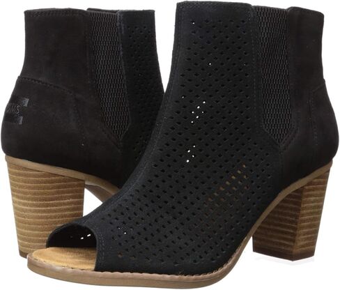 TOMS Black Suede Perforated Leaf Booties 10010013 in Saudi Arabia