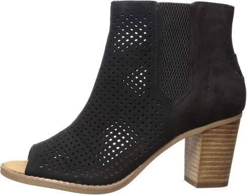 TOMS Black Suede Perforated Leaf Booties 10010013 in Saudi Arabia
