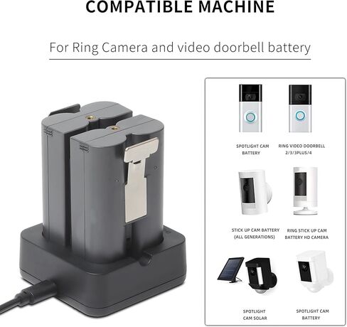 Charger Station for Ring Battery, Charger Dock for Replacement Battery for Ring Doorbell Camera 2/3/3 Plus/4, for Spotlight Cam Battery, Peephole Cam (Batteries NOT Included) in Saudi Arabia