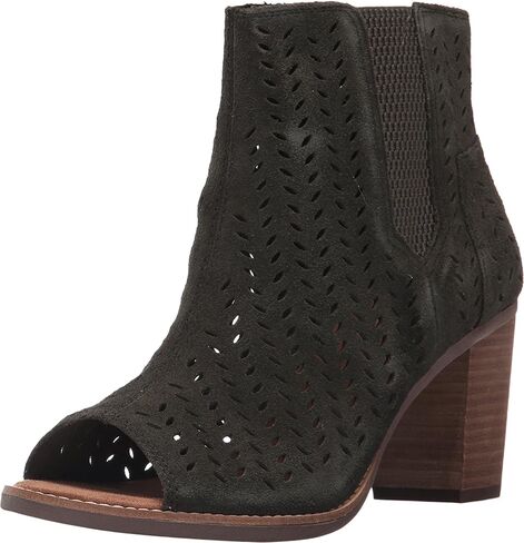 TOMS Black Suede Perforated Leaf Booties 10010013 in Saudi Arabia