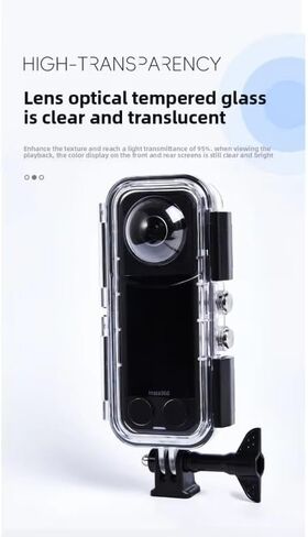 حافظة مقاومة للماء من شادو ستون لكاميرا Insta360 X5، عمق غوص 45 مترًا، هيكل شفاف مع عدسة زجاجية مقواة بصرية، ملحقات التصوير الفوتوغرافي تحت الماء in Kuwait