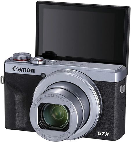 كاميرا Canon PowerShot G7 X Mark III (فضية) رقمية + ذاكرة سرعة فائقة 64 جيجابايت، حامل ثلاثي احترافي، حقيبة، بطاريات، والمزيد (حزمة 22 قطعة) (متجددة) in Kuwait