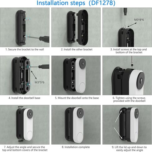 حامل بزاوية 0-45 درجة قابل للتعديل من HOLACA متوافق مع جرس Google Nest Doorbell (سلكي، الجيل الثالث)، طقم إسفين مثبت على الحائط لجرس باب الفيديو in Kuwait