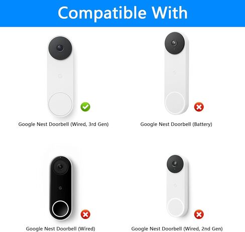 حامل بزاوية 0-45 درجة قابل للتعديل من HOLACA متوافق مع جرس Google Nest Doorbell (سلكي، الجيل الثالث)، طقم إسفين مثبت على الحائط لجرس باب الفيديو in Kuwait