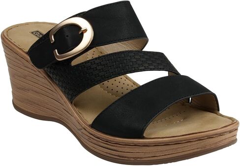 G.C. Shoes Women's Odalis Buckle Comfort Wedge Sandals in Saudi Arabia