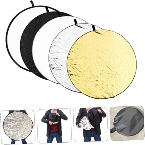 5-in-1 60cm Foldable Photography Reflective Board Light Reflector with Carry Bag for Product and Jewelry Photography, Portable Photo Studio Accessory for Still Life Lighting in Saudi Arabia