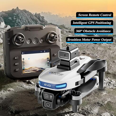طائرة بدون طيار GPS قابلة للطي مع كاميرات 4K للبالغين المبتدئين، طائرة رباعية المراوح RC بدون فرش مع شاشة RC مقاس 4.5 بوصة، تثبيت ارتفاع التدفق البصري، إرجاع تلقائي، اتبعني، تجنب العوائق، وقت طيران 50 دقيقة، بطاقة SD 64 جيجا، أقل من 249 جرام in Kuwait