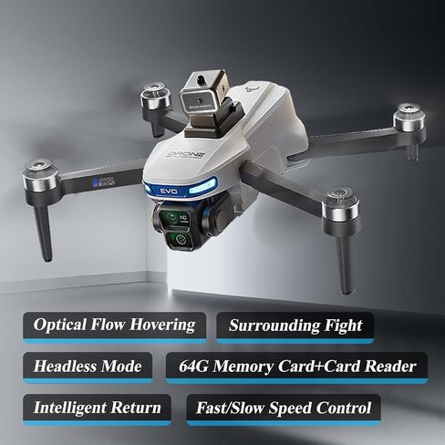 طائرة بدون طيار GPS قابلة للطي مع كاميرات 4K للبالغين المبتدئين، طائرة رباعية المراوح RC بدون فرش مع شاشة RC مقاس 4.5 بوصة، تثبيت ارتفاع التدفق البصري، إرجاع تلقائي، اتبعني، تجنب العوائق، وقت طيران 50 دقيقة، بطاقة SD 64 جيجا، أقل من 249 جرام in Kuwait