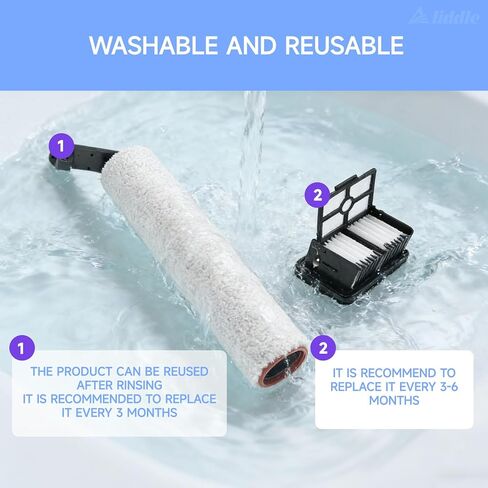 5 عبوات من فلتر H12 Pro وفرشاة دوارة متوافقة مع Dreame H12 Pro، مكنسة كهربائية مزدوجة جافة ورطبة H12، فرشتان دوارتان + 2 مرشحات بديلة + 1 فرشاة تنظيف in Kuwait